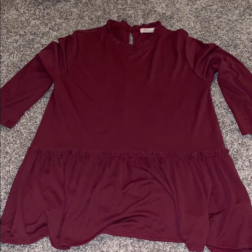 Maroon long sleeve peplum top